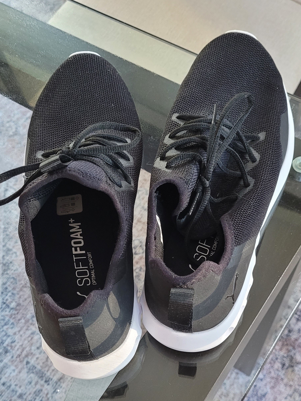 Puma Men's Black Knit Athletic Sneakers with White Sole